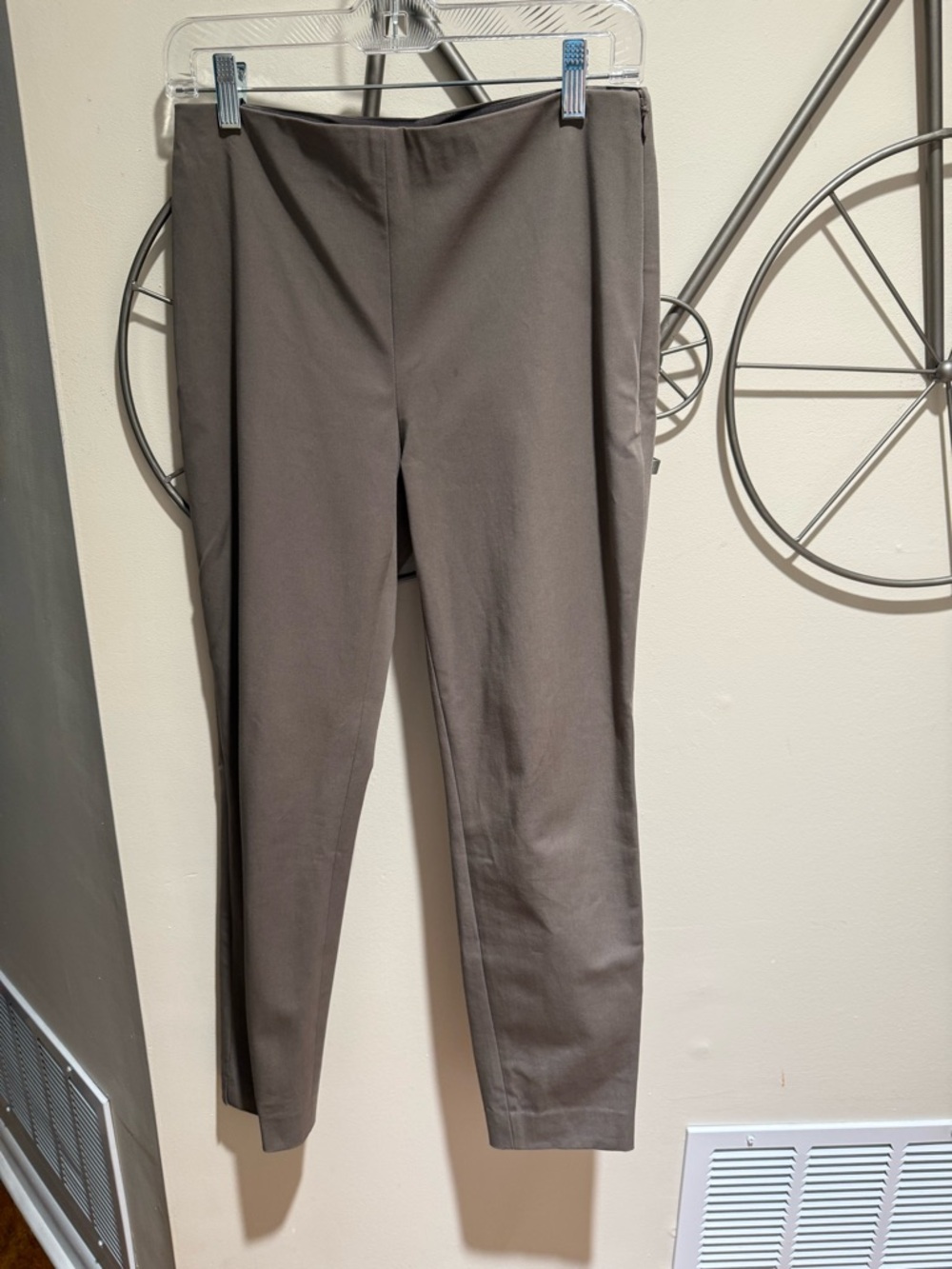 Theory Light Brown Slim Ponte Pull On Ankle Pants Size 4 Cotton Blend
